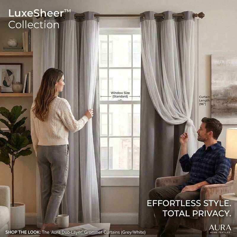 Solid and Sheer Layered Blackout Curtain Set - 38 x 84
