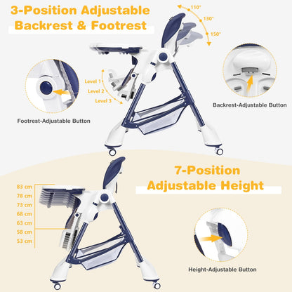 High Chair with Lockable Wheels