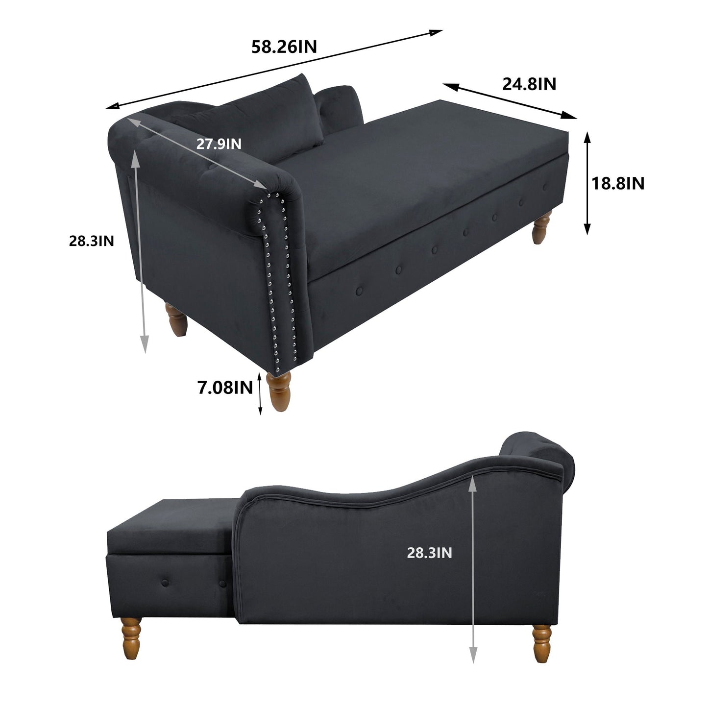 Chaise Lounge With Storage & Pillow