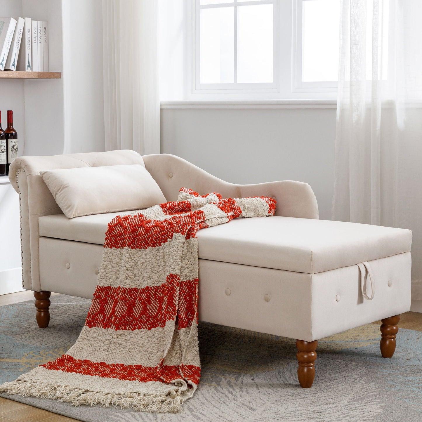 Chaise Lounge With Storage & Pillow
