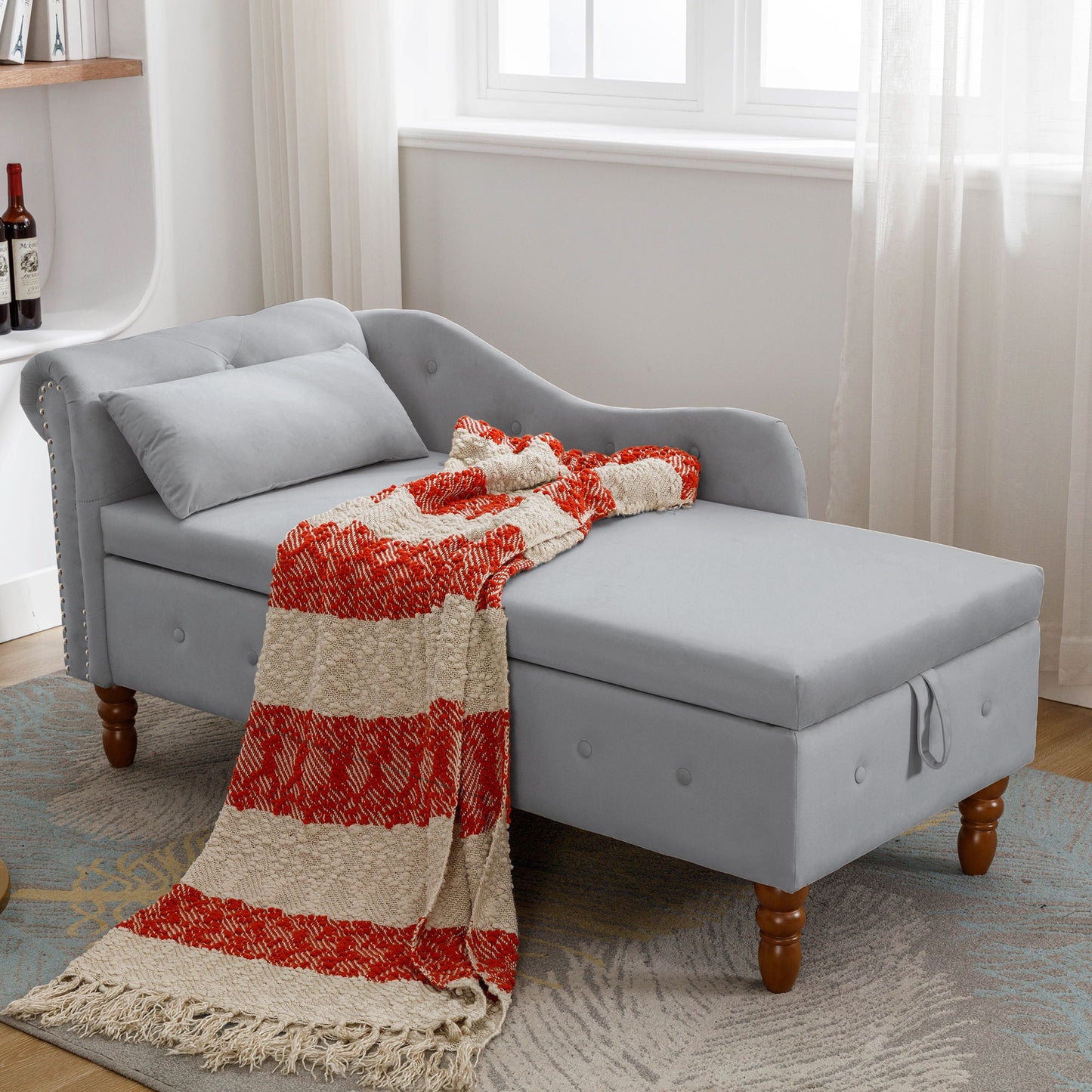 Chaise Lounge With Storage & Pillow