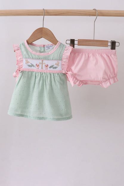 Green Ruffle Bloomer Set