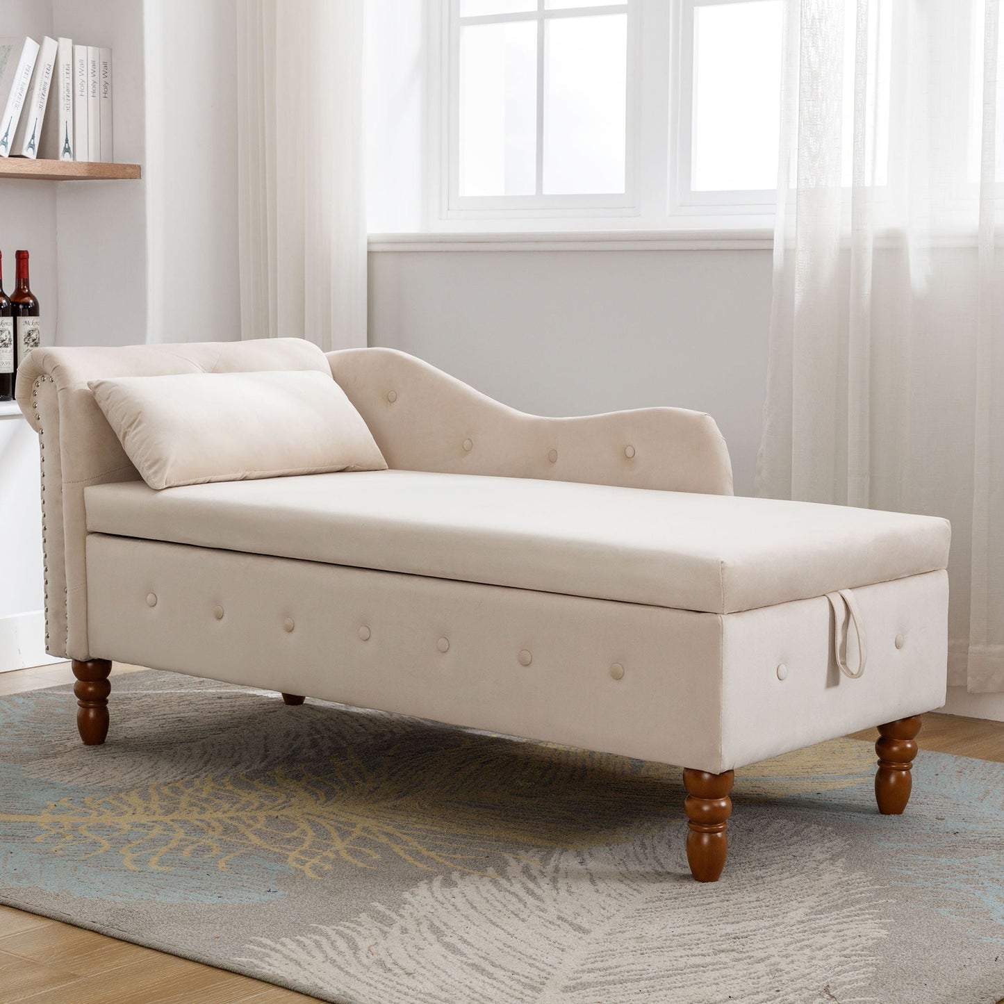 Chaise Lounge With Storage & Pillow