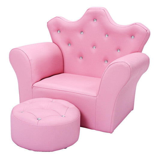 Kids Chair with Ottoman - Pink