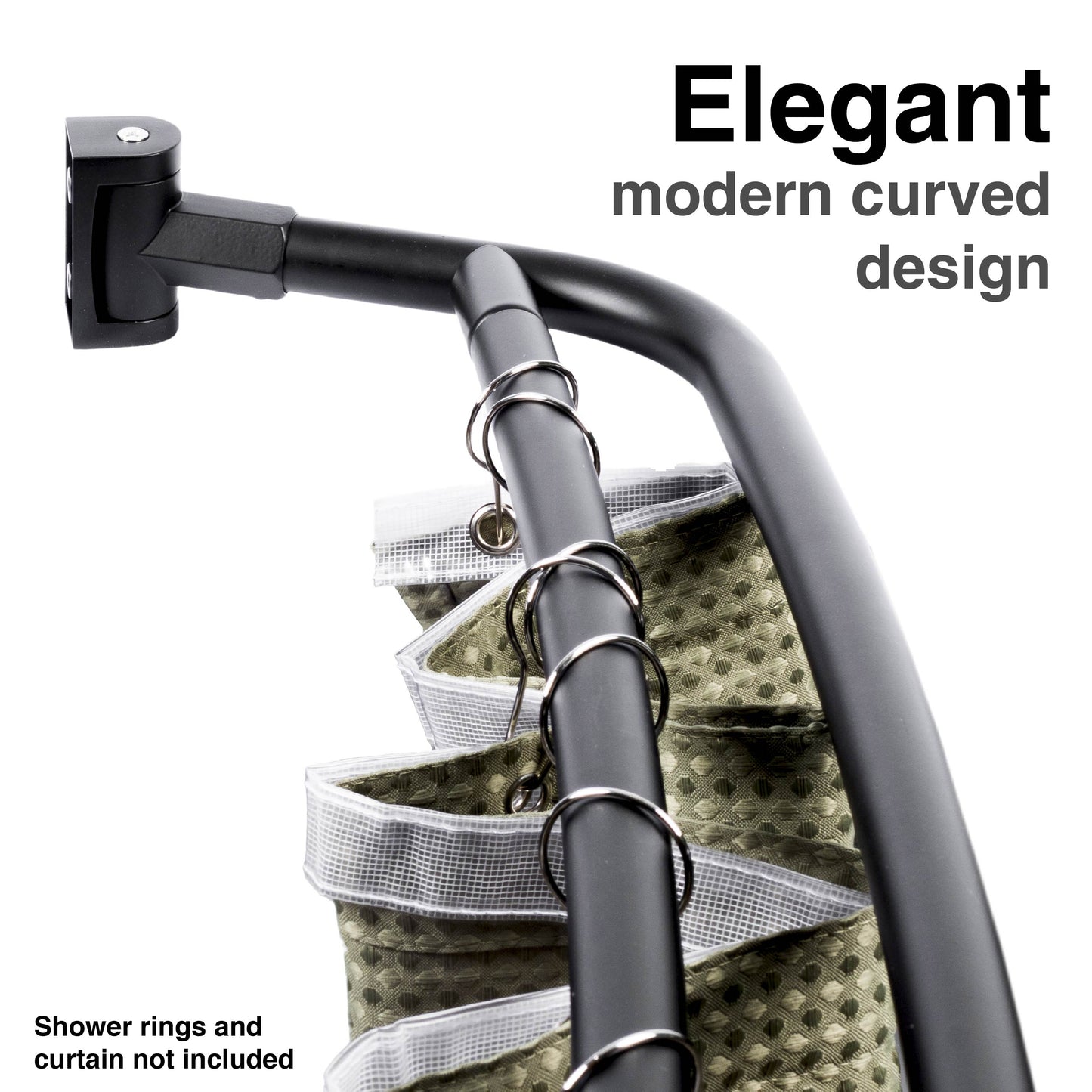 Double Curved Shower Rod (Matte Black Finish) - 44 in. to 70 in.