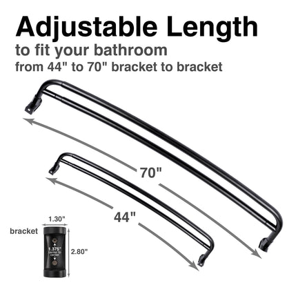 Double Curved Shower Rod (Matte Black Finish) - 44 in. to 70 in.