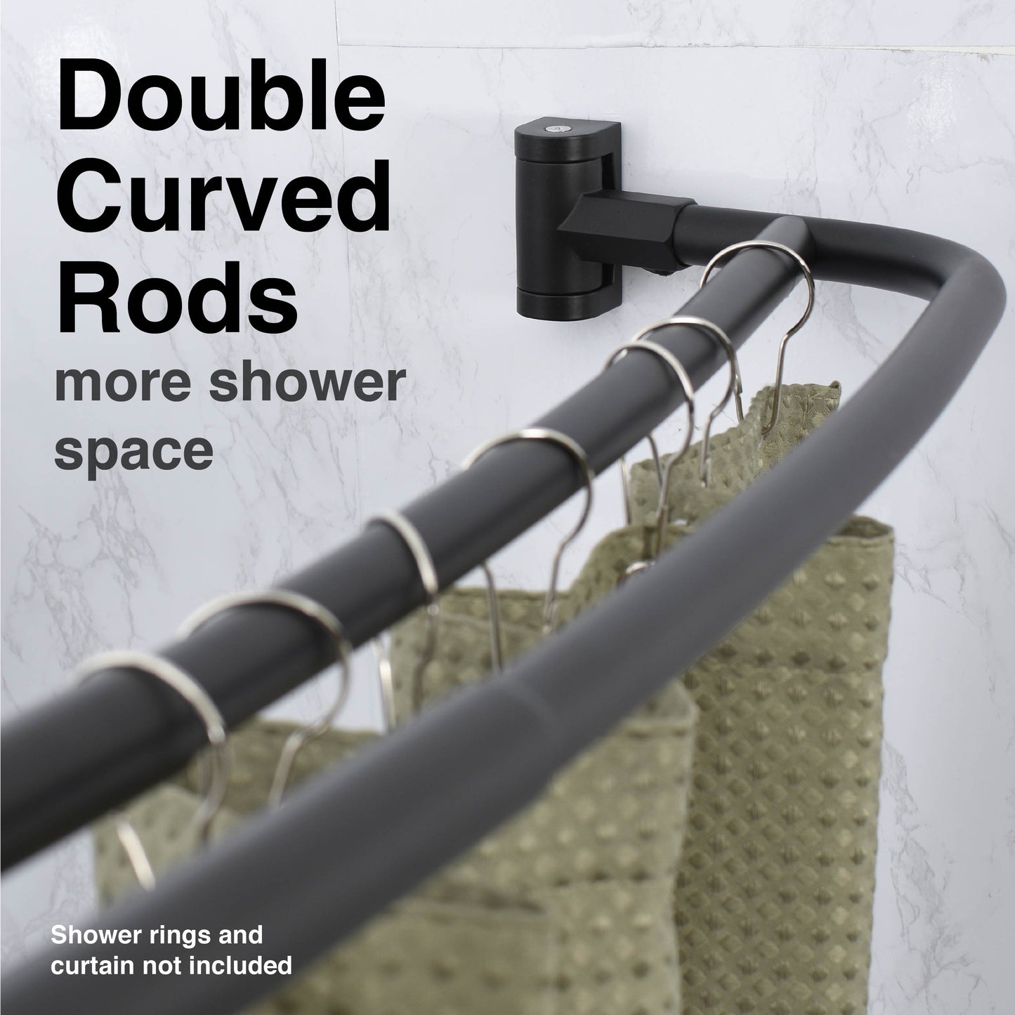 Double Curved Shower Rod (Matte Black Finish) - 44 in. to 70 in.