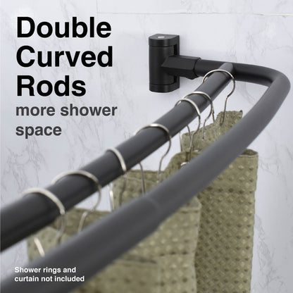 Double Curved Shower Rod (Matte Black Finish) - 44 in. to 70 in.