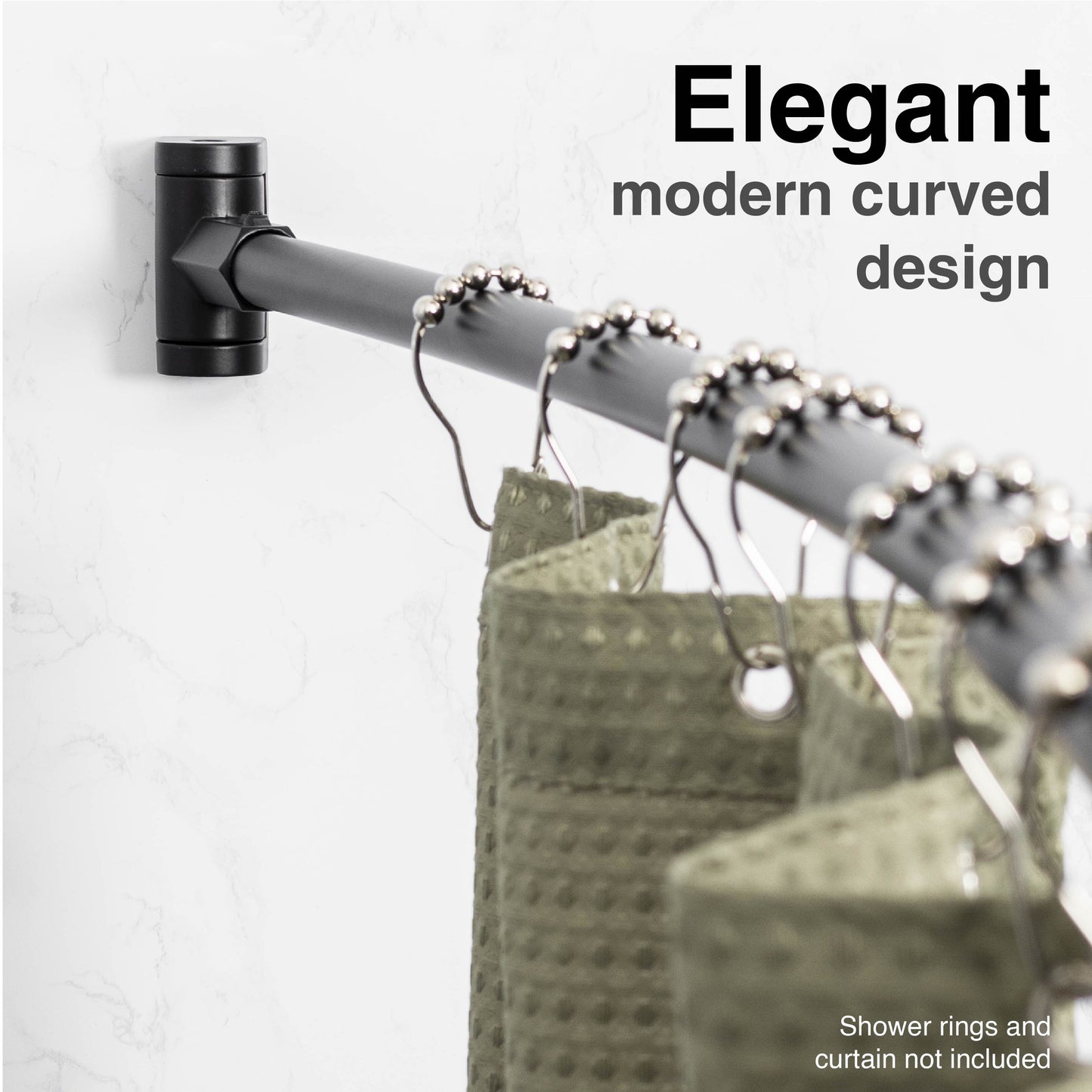 Curved Shower Rod (Black Finish) - 36 in. to 61 in.