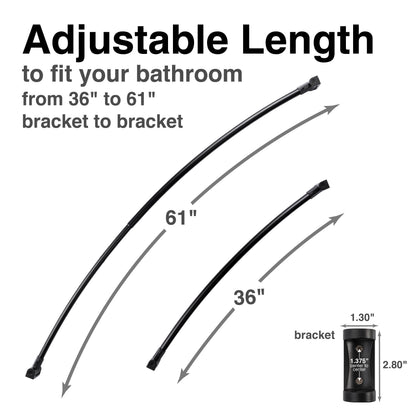 Curved Shower Rod (Black Finish) - 36 in. to 61 in.