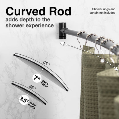 Curved Shower Rod (Black Finish) - 36 in. to 61 in.