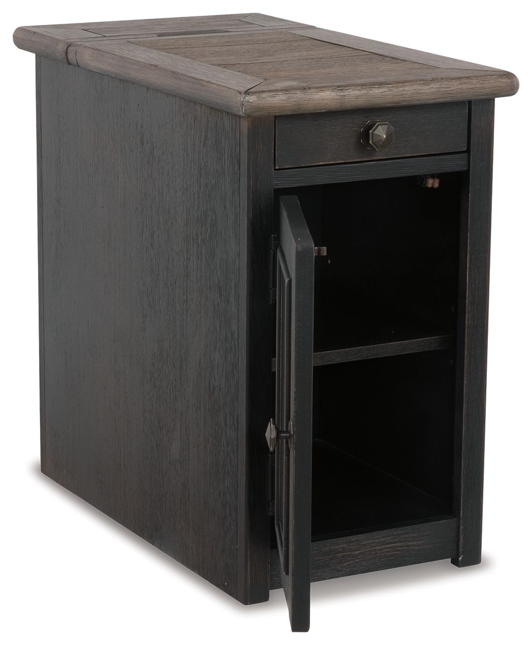Chair Side End Table - Grayish Brown / Black