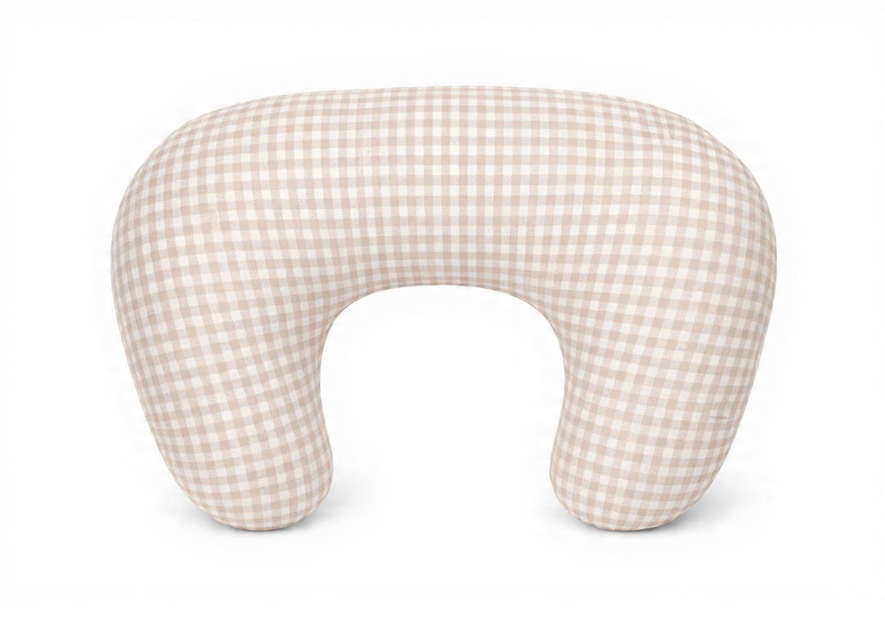 Ruffle Nursing Pillow Cover - Beige Gingham