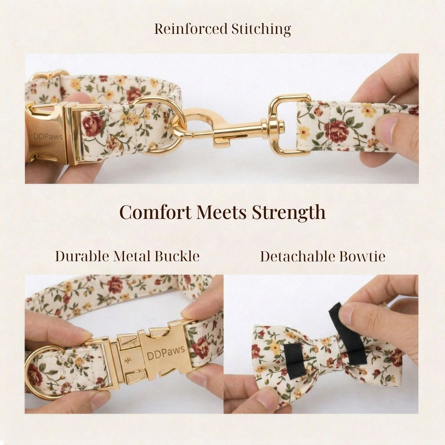 Soft Ivory Blossom Floral Dog Harness Set