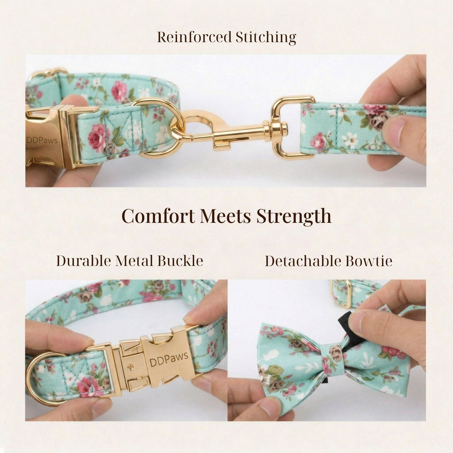 Blue Blossom Floral Dog Harness Set
