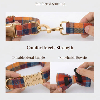 Midnight Copper Plaid Dog Harness Set