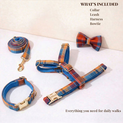 Midnight Copper Plaid Dog Harness Set