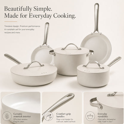 Ceramic Nonstick 8-Piece Cookware Set
