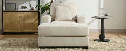 Oversized Chaise Lounge with Pillows, Charge Station & Cup Holders