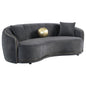 Velvet Upholstered Curved Sofa - Dark Grey