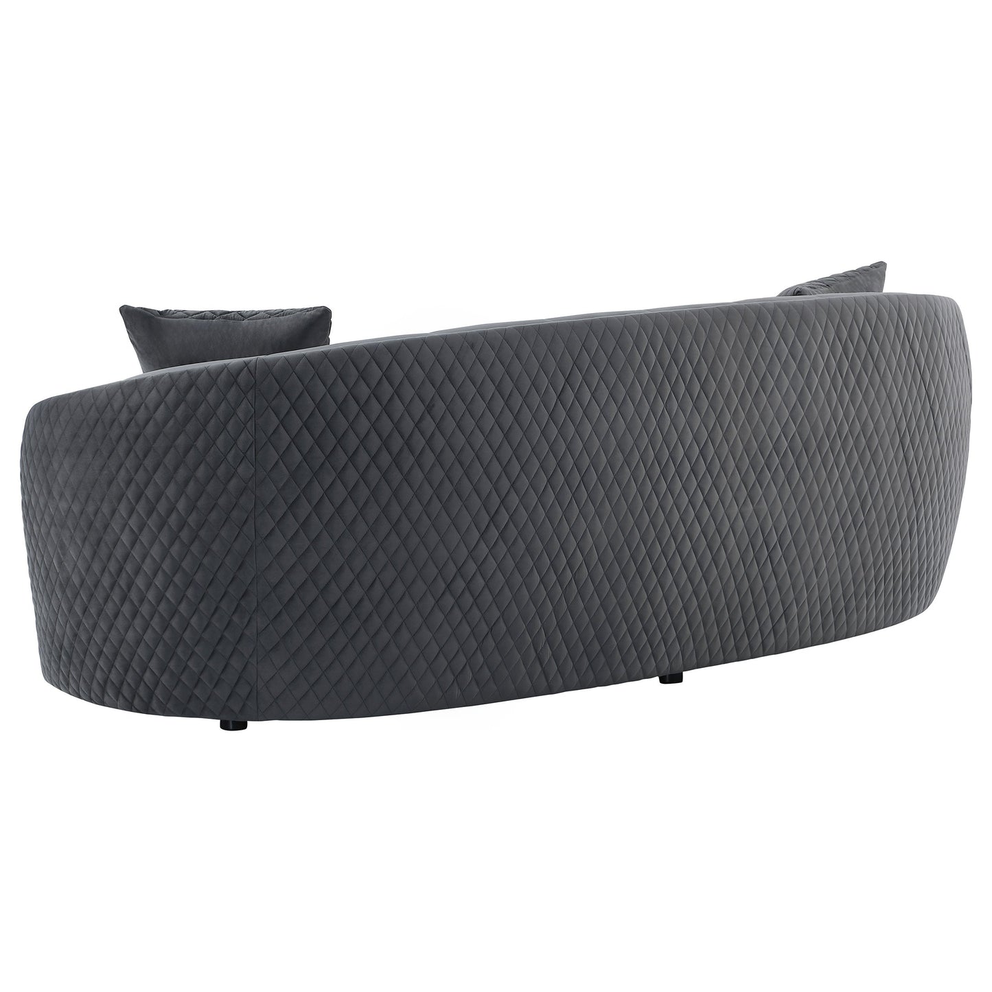 Velvet Upholstered Curved Sofa - Dark Grey