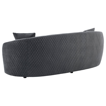 Velvet Upholstered Curved Sofa - Dark Grey