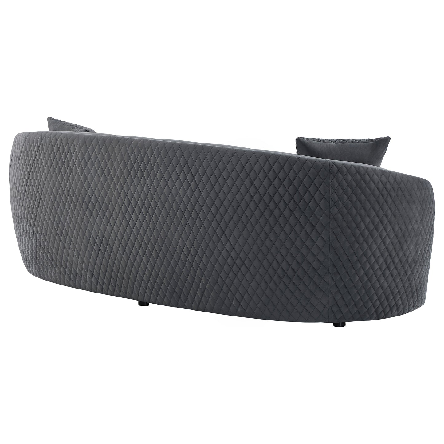 Velvet Upholstered Curved Sofa - Dark Grey