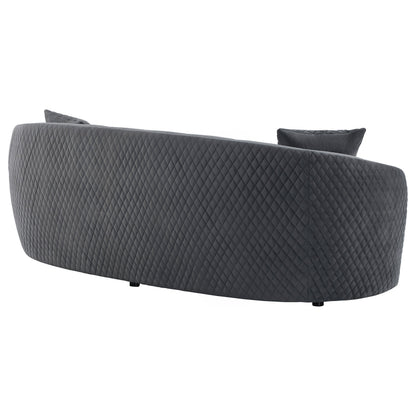 Velvet Upholstered Curved Sofa - Dark Grey