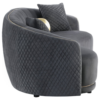 Velvet Upholstered Curved Sofa - Dark Grey