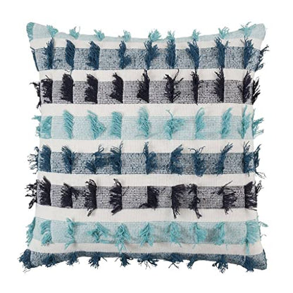 Fennco Styles Boho Striped Fringe Cotton Decorative Throw Pillow