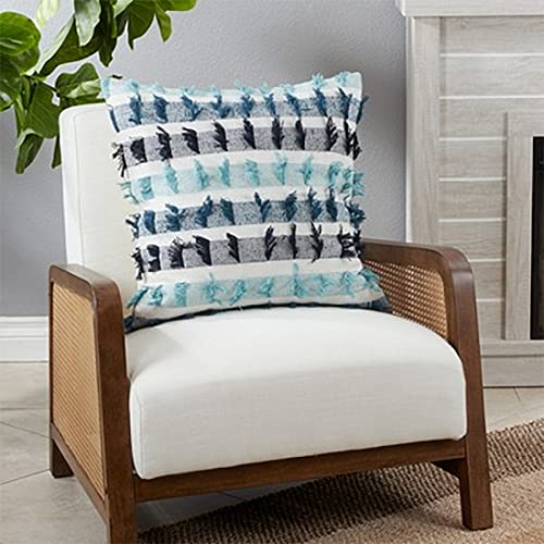 Fennco Styles Boho Striped Fringe Cotton Decorative Throw Pillow