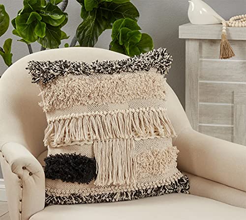 Tufted Fringe Cotton Decorative Throw Pillow