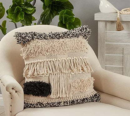 Tufted Fringe Cotton Decorative Throw Pillow