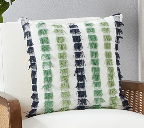 Fennco Styles Boho Striped Fringe Cotton Decorative Throw Pillow