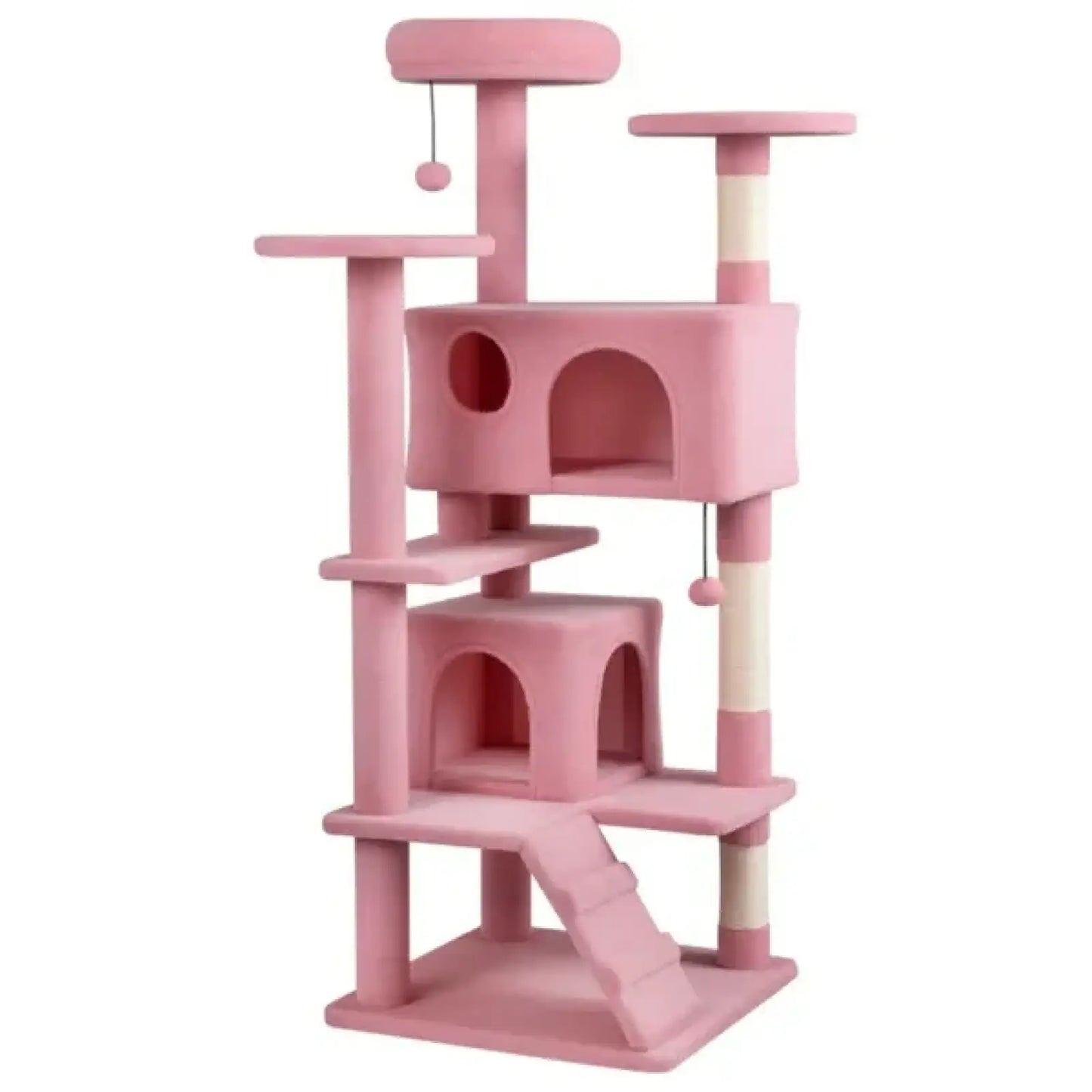 Pink Cat Tree Tower with Condos & Perches - 52 Inch