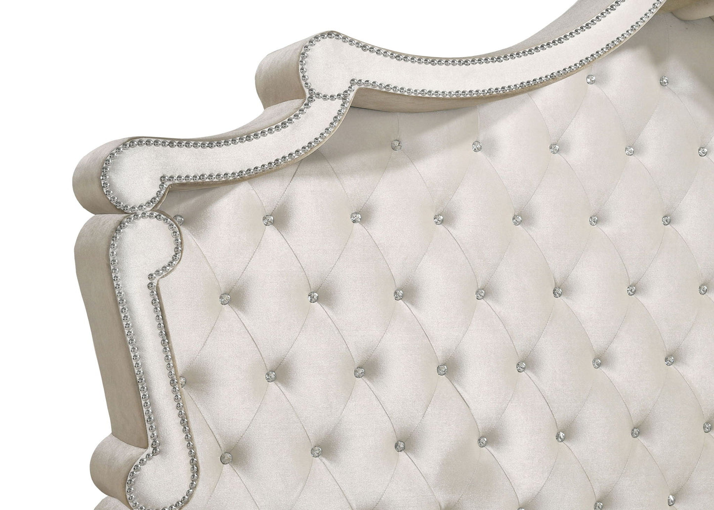 Upholstered Queen Panel Bed Ivory and Camel