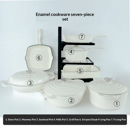 7-Piece Cast Iron Enamel Cookware Set