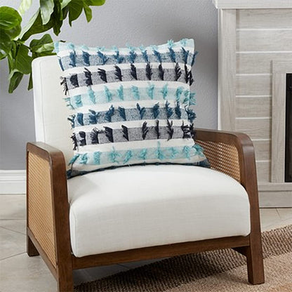 Fennco Styles Boho Striped Fringe Cotton Decorative Throw Pillow