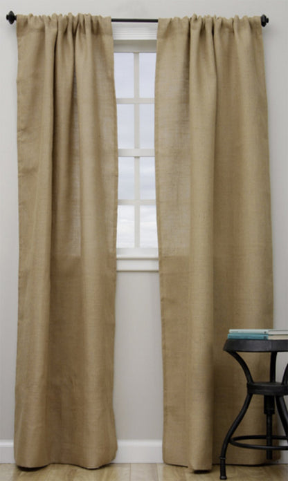 Burlap Lined Curtain Panel 42 x 96 Inch