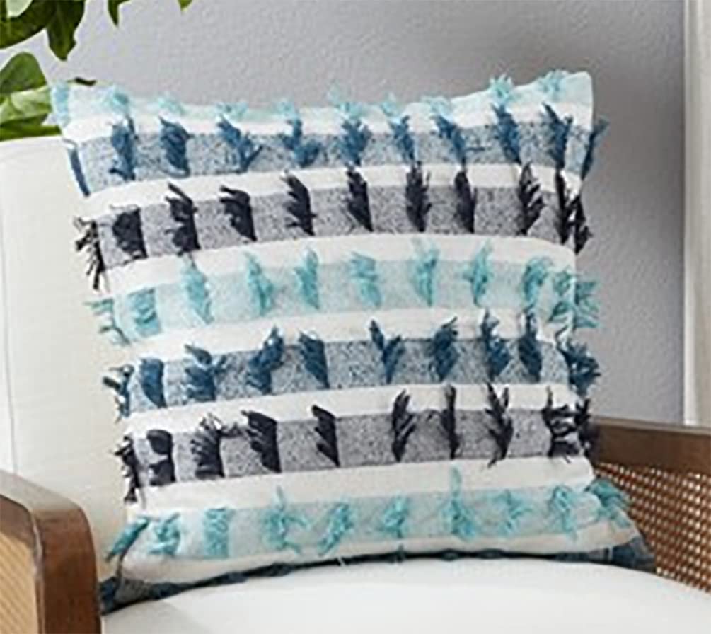 Fennco Styles Boho Striped Fringe Cotton Decorative Throw Pillow