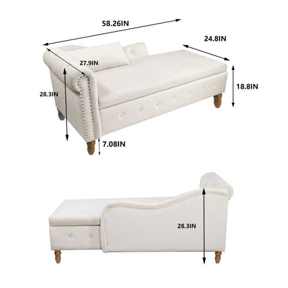 Chaise Lounge With Storage & Pillow