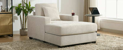 Oversized Chaise Lounge with Pillows, Charge Station & Cup Holders