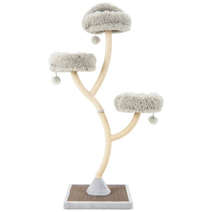 Tall Metal Cat Tower with Three Plush Perches - 70"