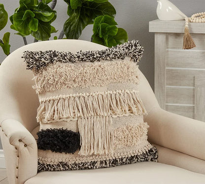 Tufted Fringe Cotton Decorative Throw Pillow
