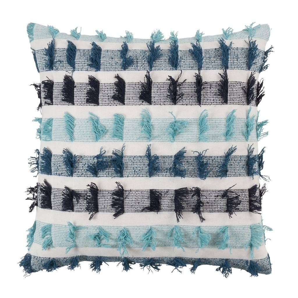 Fennco Styles Boho Striped Fringe Cotton Decorative Throw Pillow