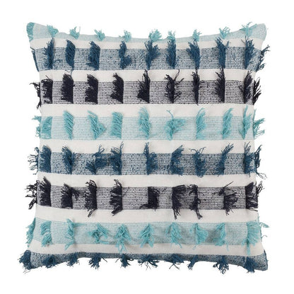 Fennco Styles Boho Striped Fringe Cotton Decorative Throw Pillow