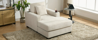 Oversized Chaise Lounge with Pillows, Charge Station & Cup Holders