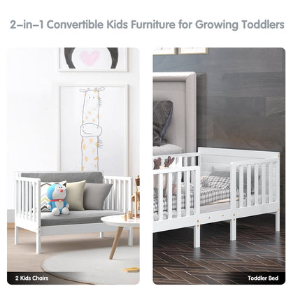 Bedroom Furniture with Guardrails 2-in-1 Convertible Kids
