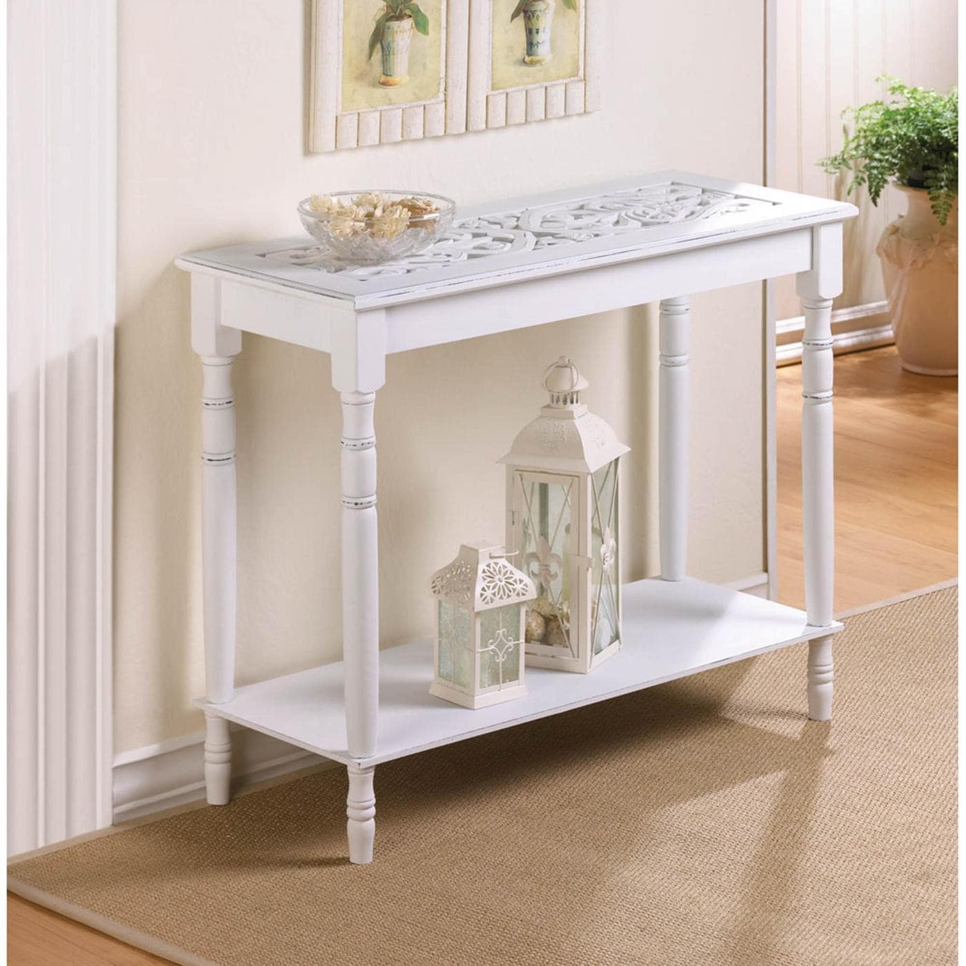 White Carve Topped Table