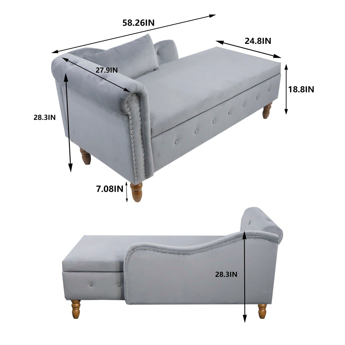 Chaise Lounge With Storage & Pillow
